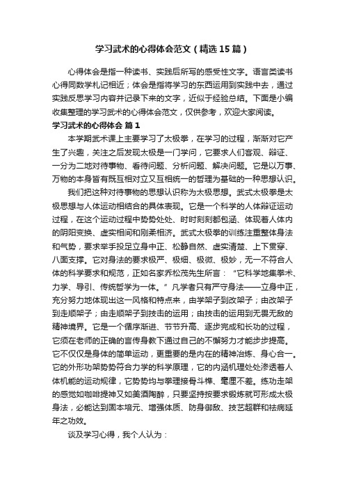 学习武术的心得体会范文（精选15篇）