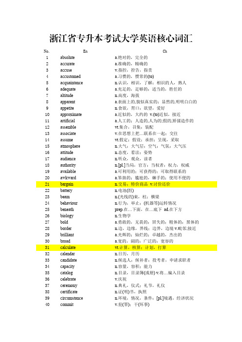 浙江省专升本考试大学英语核心词汇