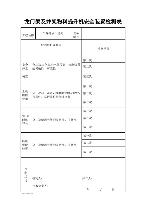 (整理)十二10龙门架及井架物料提升机安全装置检测表