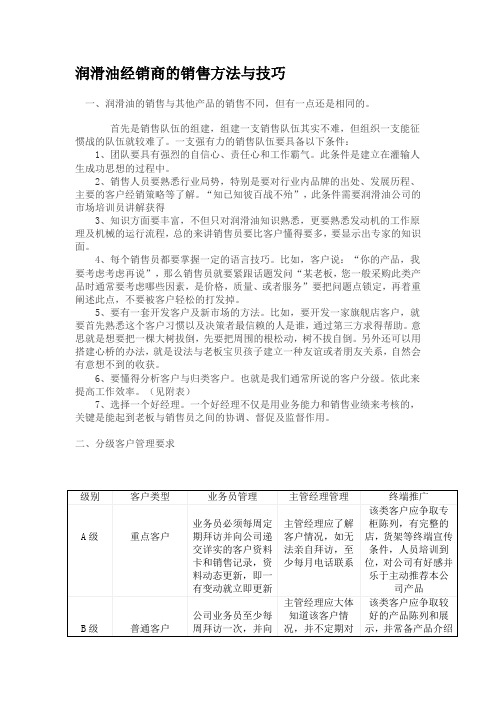 润滑油经销商的销售方法与技巧