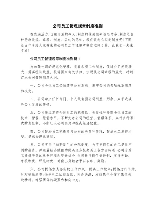 公司员工管理规章制度准则