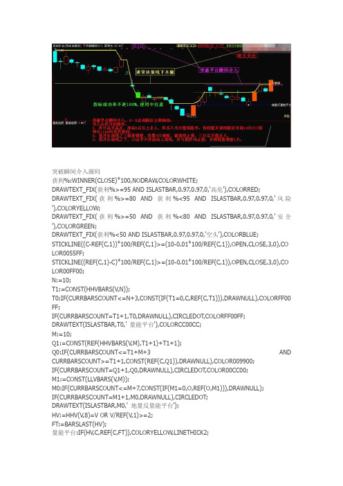 通达信指标公式源码 ：突破瞬间介入 主图源码