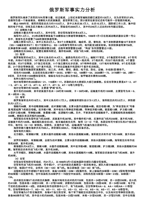 俄罗斯军事实力分析