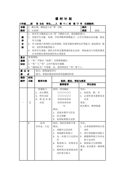 三年级体育《跳长绳:侧面进入双“8”字跳》教案