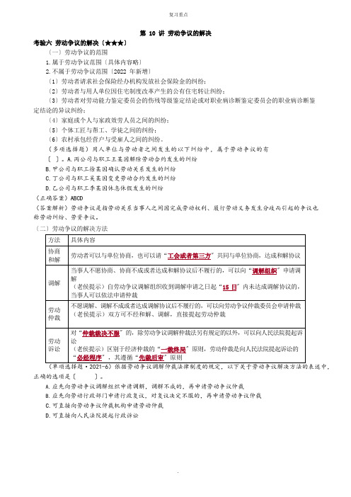 劳动争议的解决背诵点