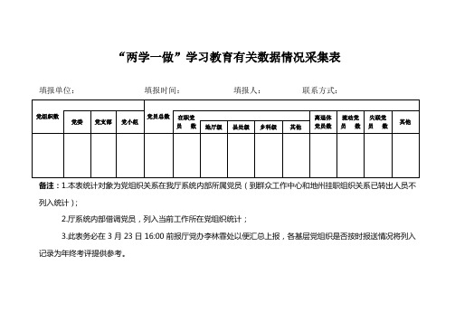 两学一做学习教育有关数据情况采集表