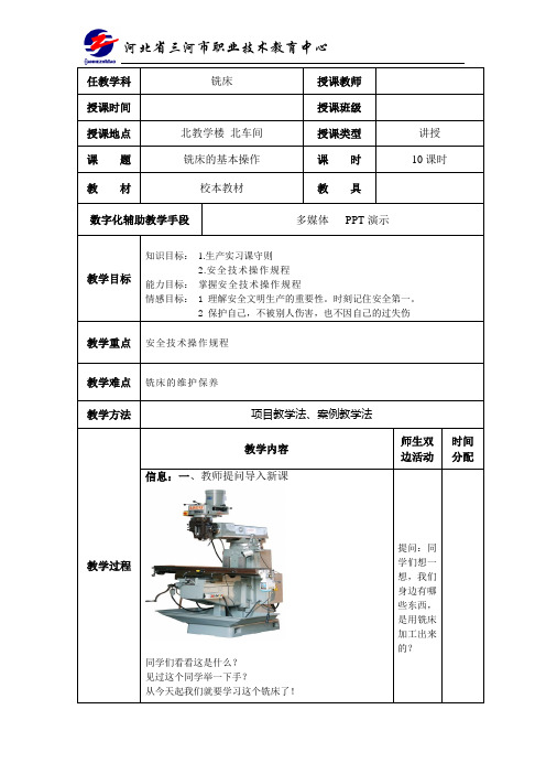 1铣床安全文明生产