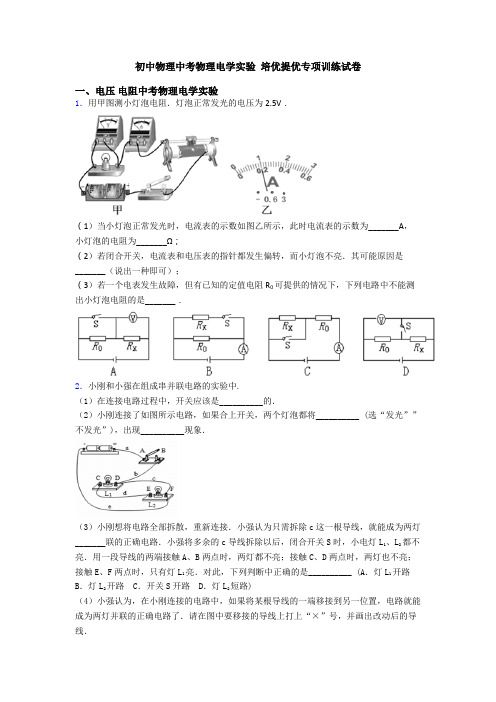 初中物理中考物理电学实验 培优提优专项训练试卷