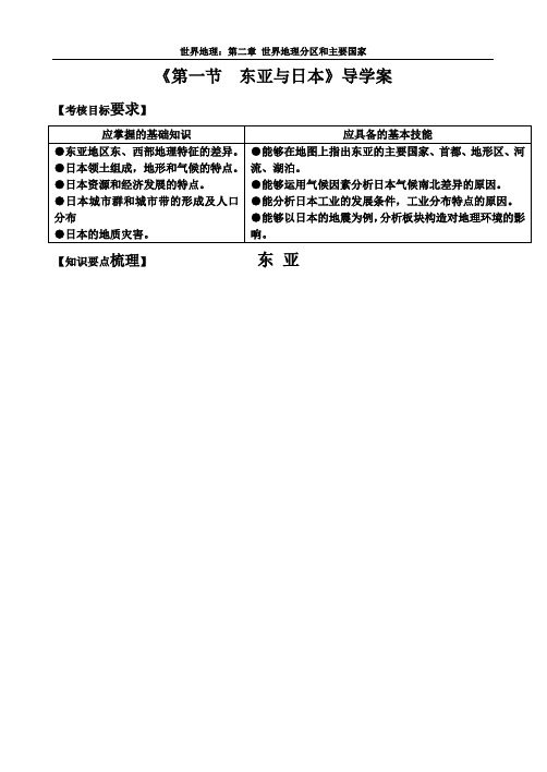 [高三政史地]第二章 世界地理分区和主要国家：第一节 东亚与日本