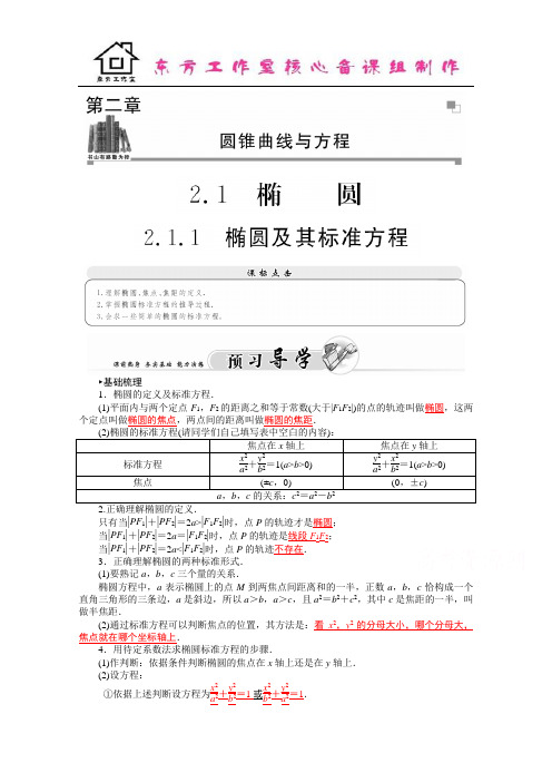 2016学年高二人教版数学选修1-1练习：2.1.1椭圆及其标准方程 Word版含答案