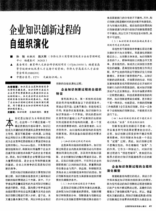 企业知识创新过程的自组织演化