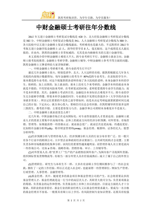 中财金融硕士考研往年分数线