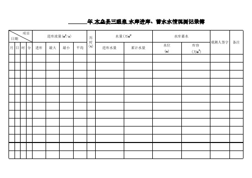 水库各类观测记录表