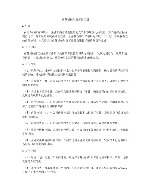 业务稽核年度工作计划