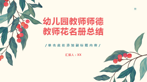 幼儿园教师师德教师花名册总结