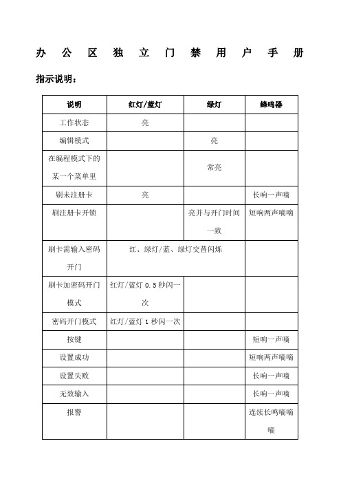 独立门禁机用户手册