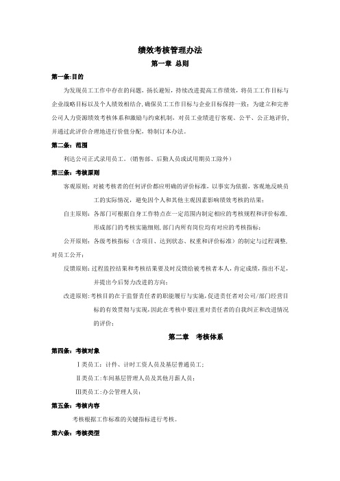 绩效考核管理办法(生产型企业)