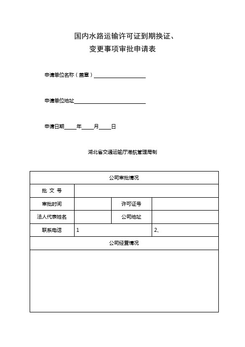 国内水路运输许可证到期换证、