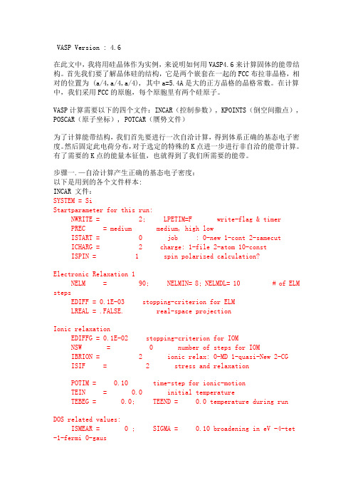 用VASP4.6计算晶体硅能带实例