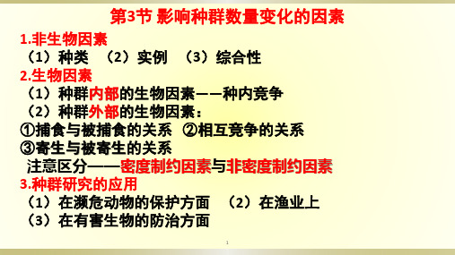 高中生物 影响种群数量变化的因素