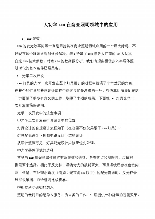 大功率LED在商业照明领域中的应用