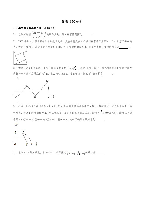 初中数学B卷必刷18：北师大八年级上数学期末B卷真题13