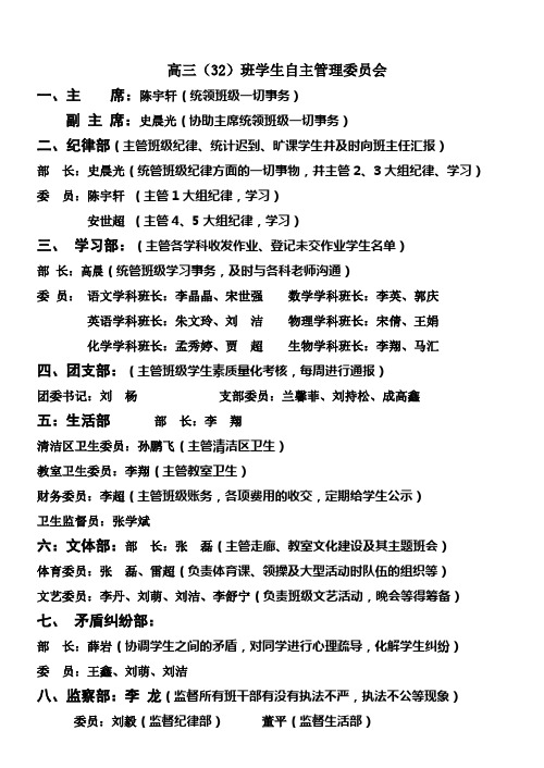 高三32班学生自主管理委员会