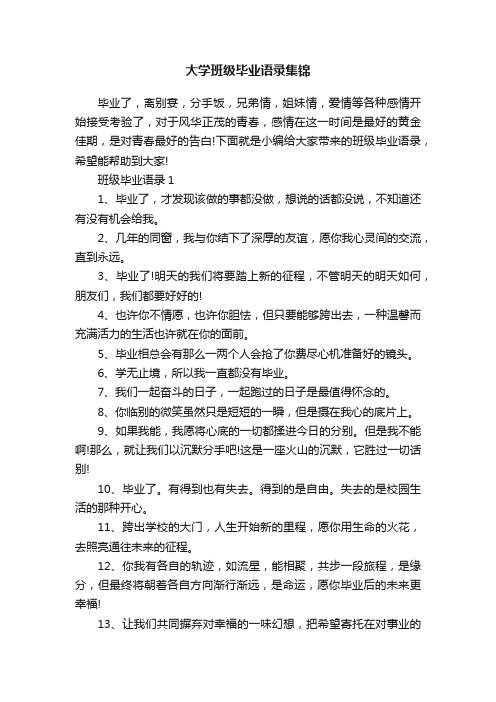 大学班级毕业语录集锦