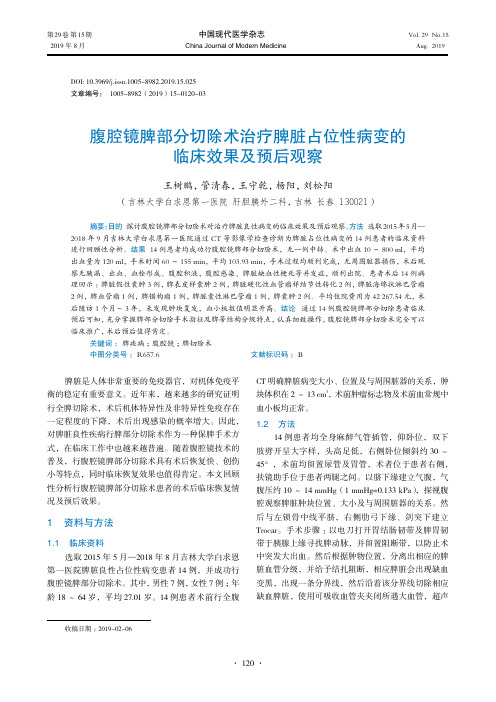 腹腔镜脾部分切除术治疗脾脏占位性病变的临床效果及预后观察