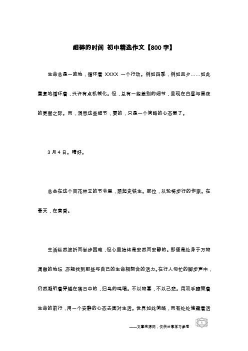 细碎的时间 初中精选作文【800字】