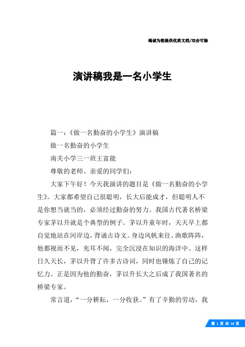 演讲稿我是一名小学生