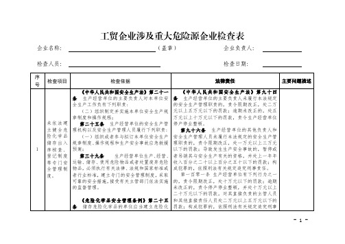 工贸企业涉及重大危险源企业检查表