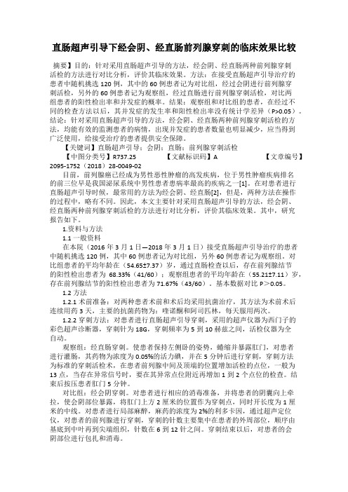 直肠超声引导下经会阴、经直肠前列腺穿刺的临床效果比较