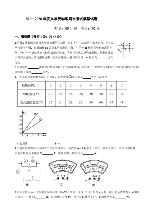 2019—2020学年度九年级物理期末考试模拟试题