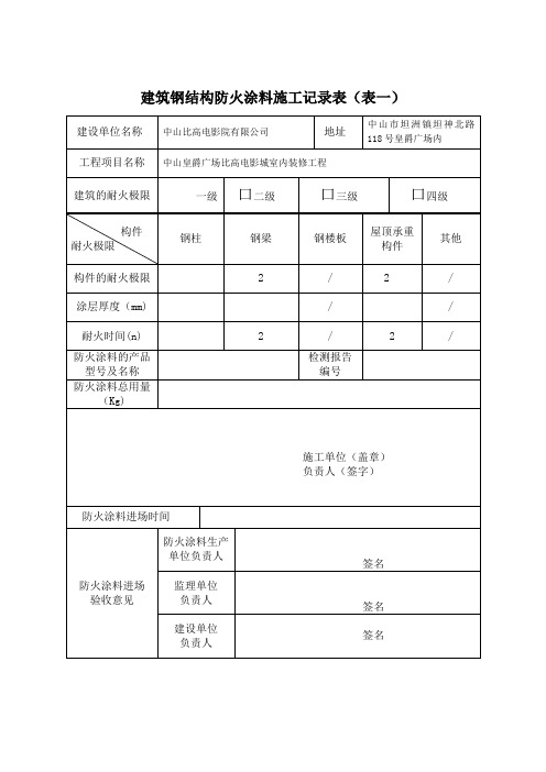 防火涂料施工记录