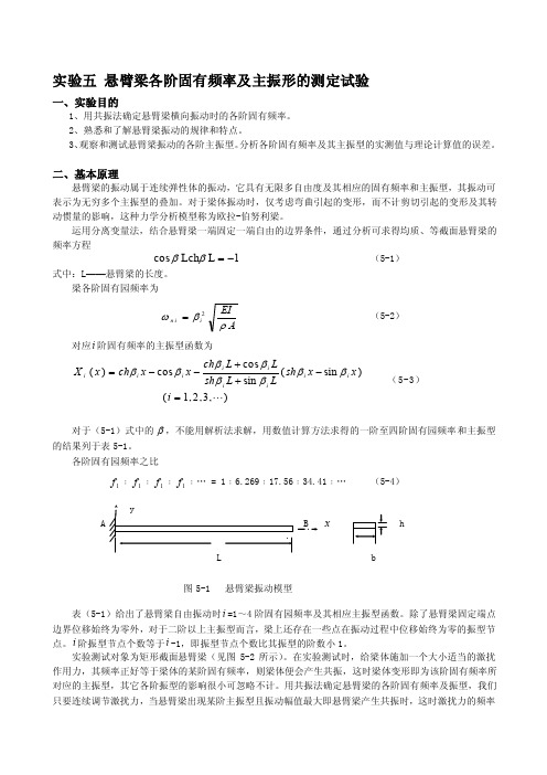 悬臂梁各阶固有频率及主振形的测定试验[整理版]