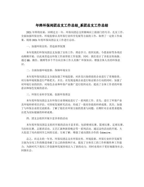 年终环保局团总支工作总结_系团总支工作总结