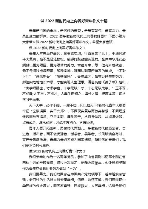 做2022新时代向上向善好青年作文十篇