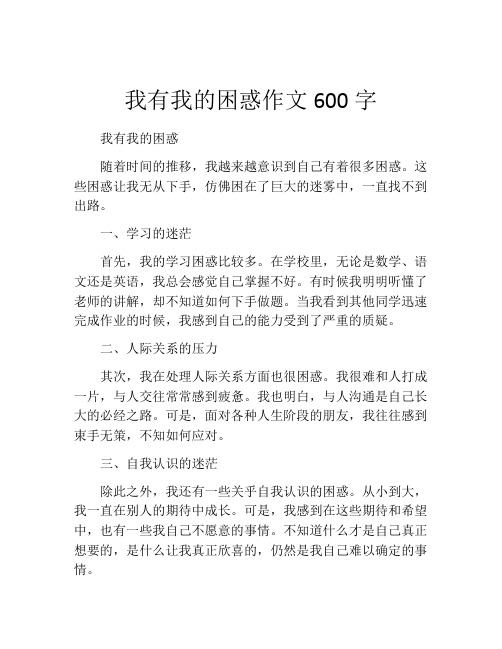 我有我的困惑作文600字