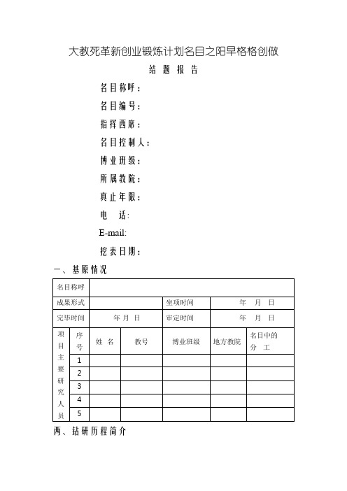 创新创业项目结题报告模板