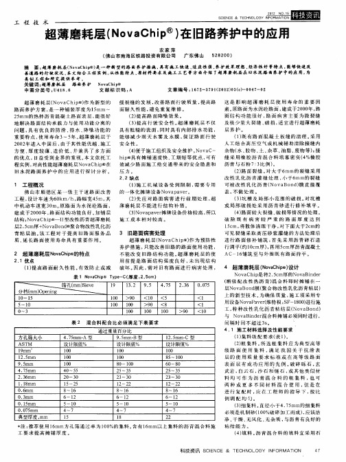 超薄磨耗层(NovaChip)在旧路养护中的应用