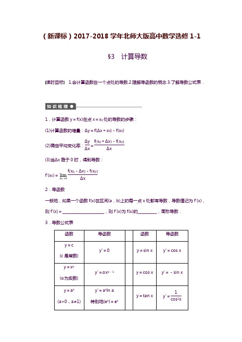 2019—2020年新课标北师大版高中数学选修1-1《计算导数》课时同步练习及答案解析.docx