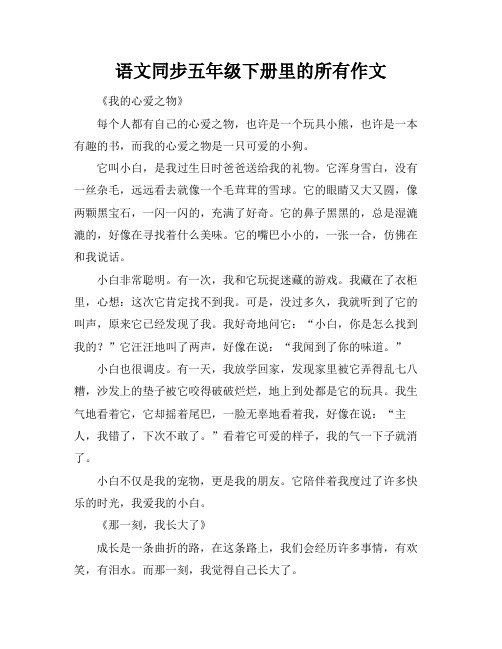 语文同步五年级下册里的所有作文