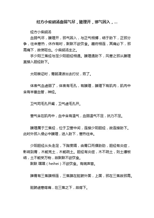 经方小柴胡汤血弱气尽，腠理开，邪气因入，...