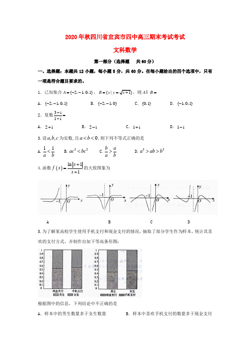 四川省宜宾市第四中学2020届高三数学上学期期末考试试题 文