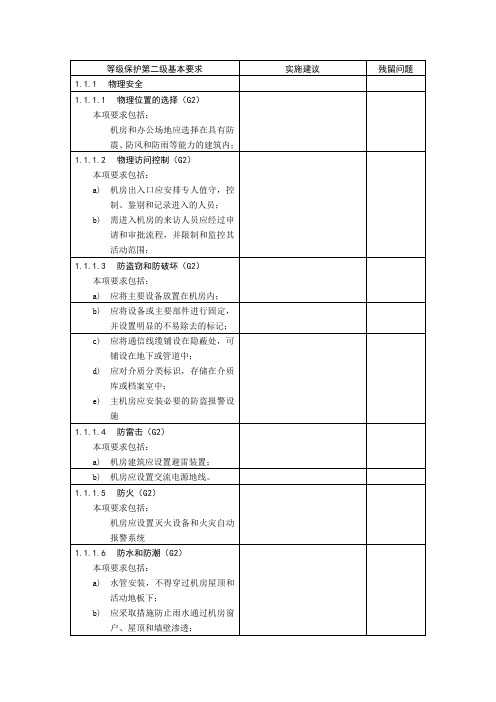 等级保护第二级(及以上)基本要求(含部分实施建议)