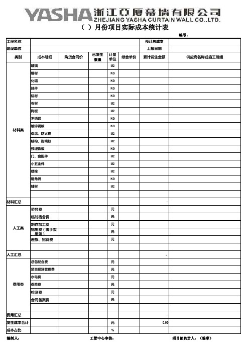 项目成本统计表(模板)