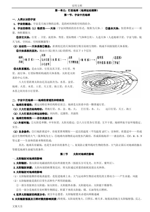 人教版高中地理必修1知识点(2016整理)