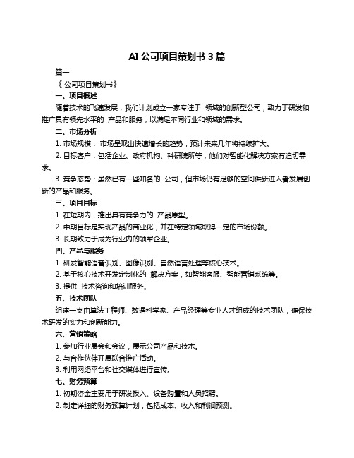 AI公司项目策划书3篇