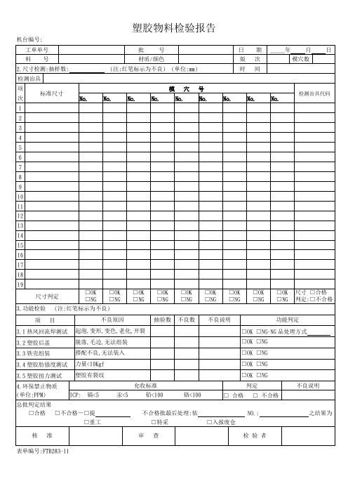 塑胶物料检验报告